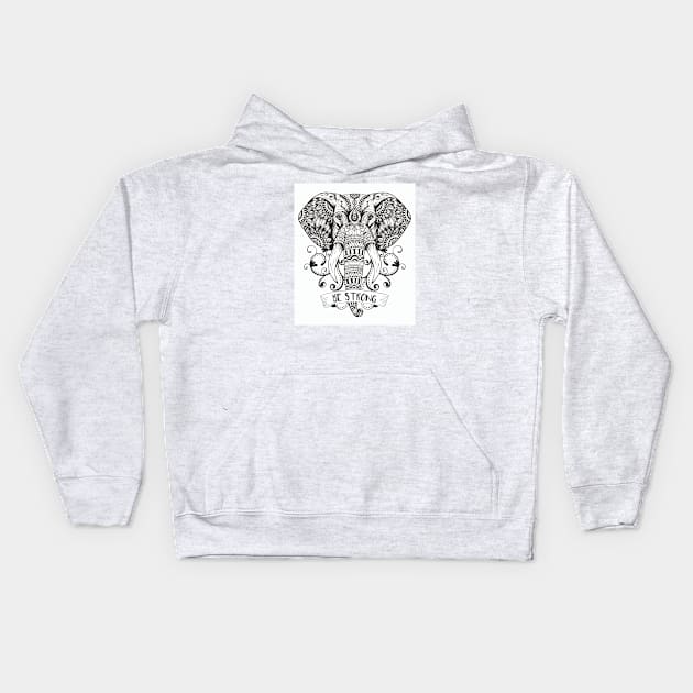 Mandala Elephant Kids Hoodie by Lees Tees